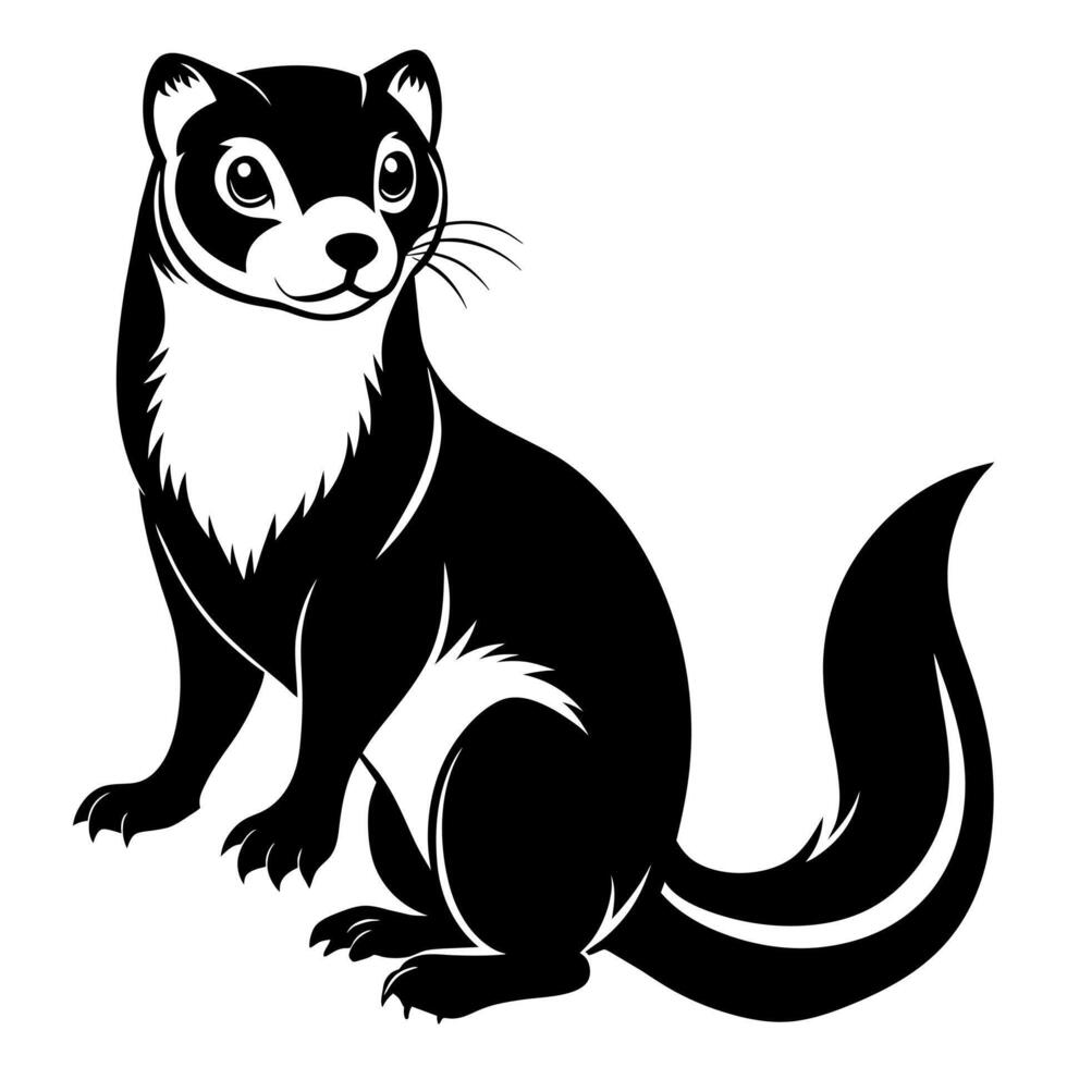 A ferret silhouette, in black color silhouette vector