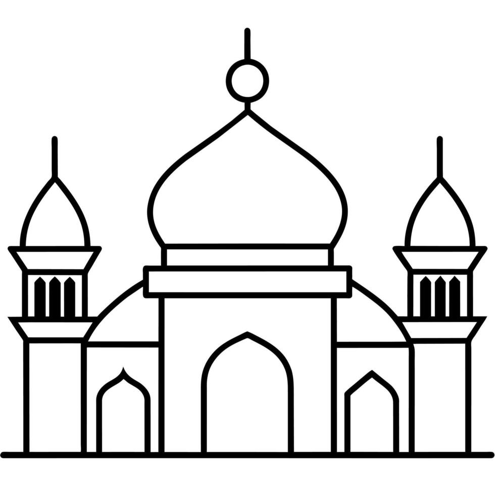 minimal flat style masjid illustration vector