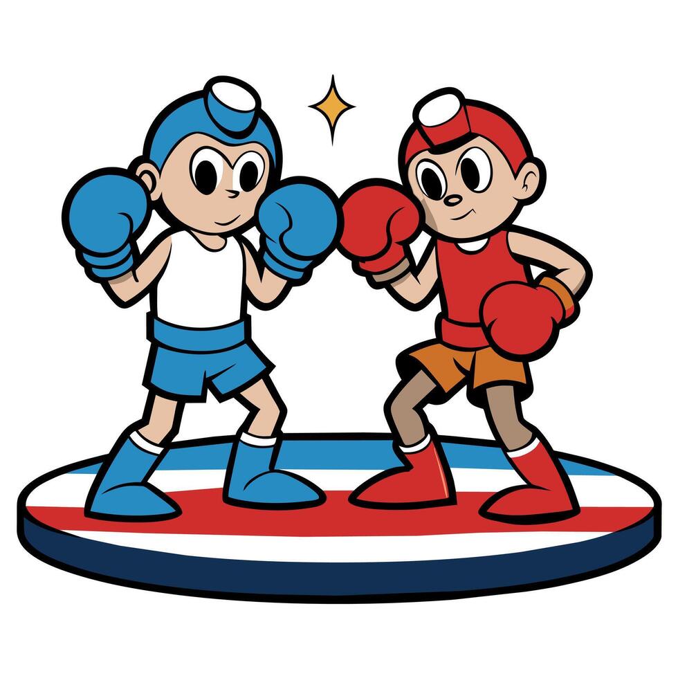 A Groovy Carton Character boxing flat illustration vector