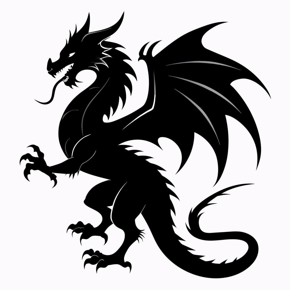 Dragon silhouette illustration vector