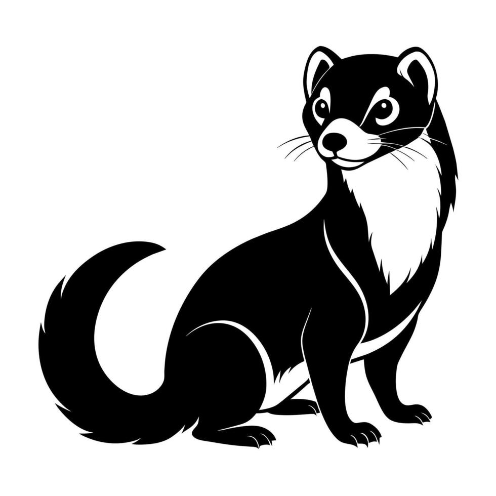 A ferret silhouette, in black color silhouette vector