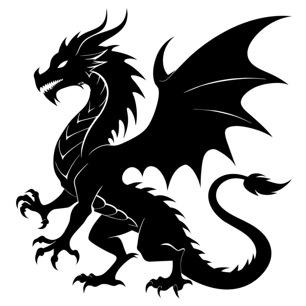 Dragon silhouette illustration vector