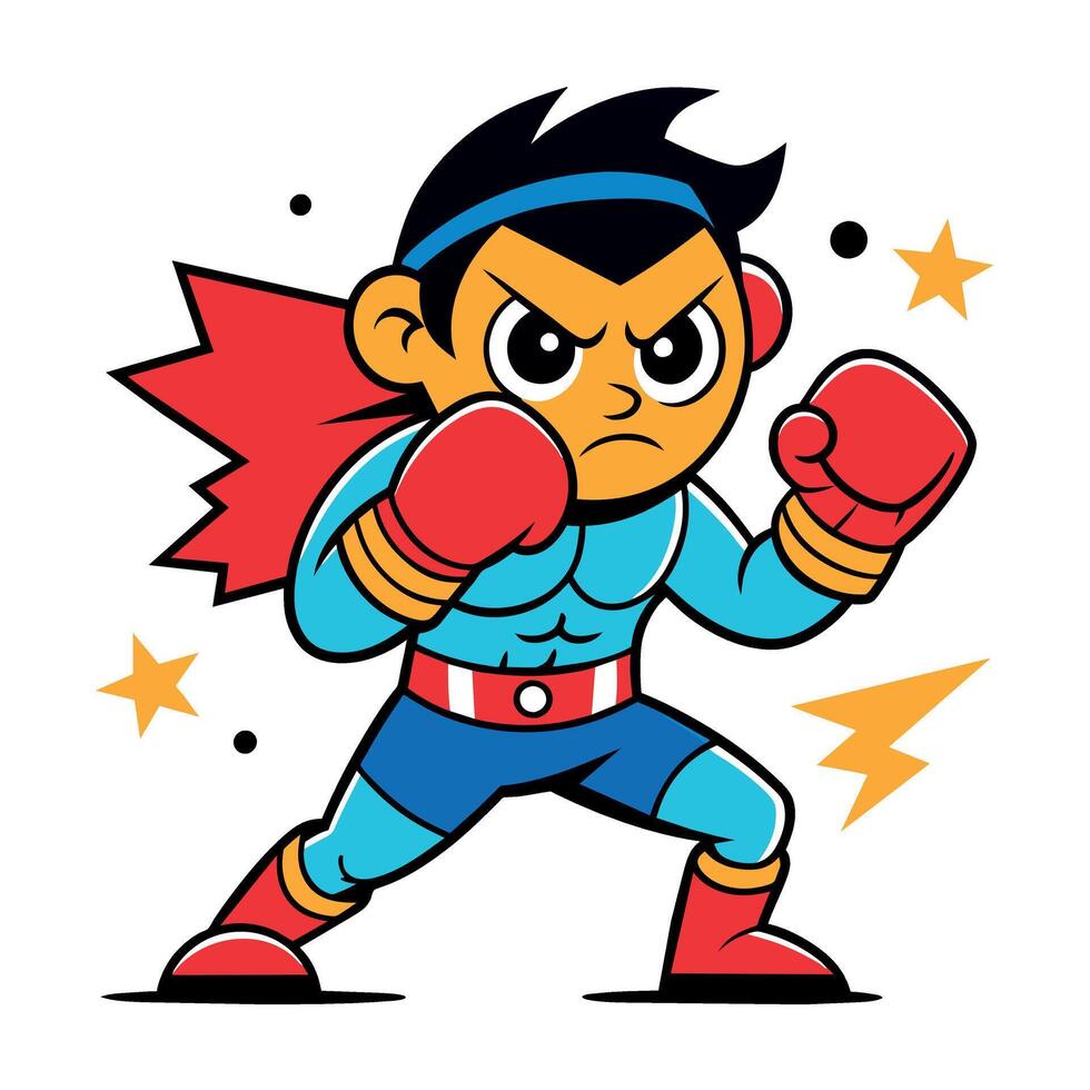 A Groovy Carton Character boxing flat illustration vector