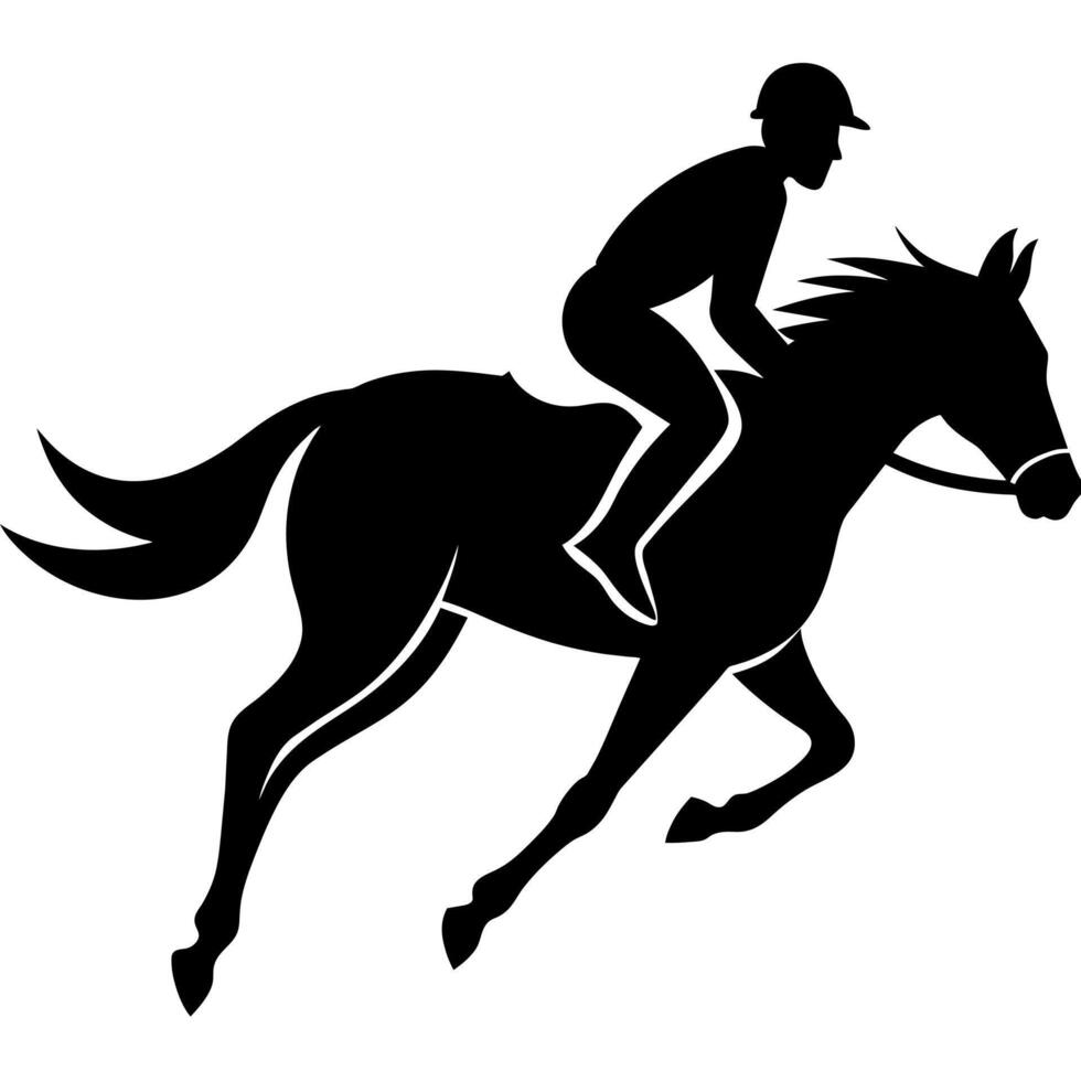 un hombre asalto caballo silueta ilustración vector