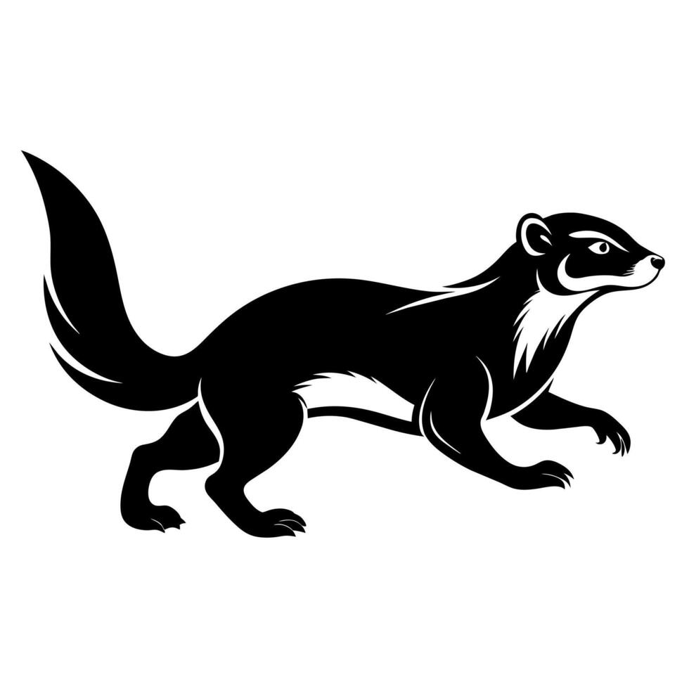 A ferret silhouette, in black color silhouette vector