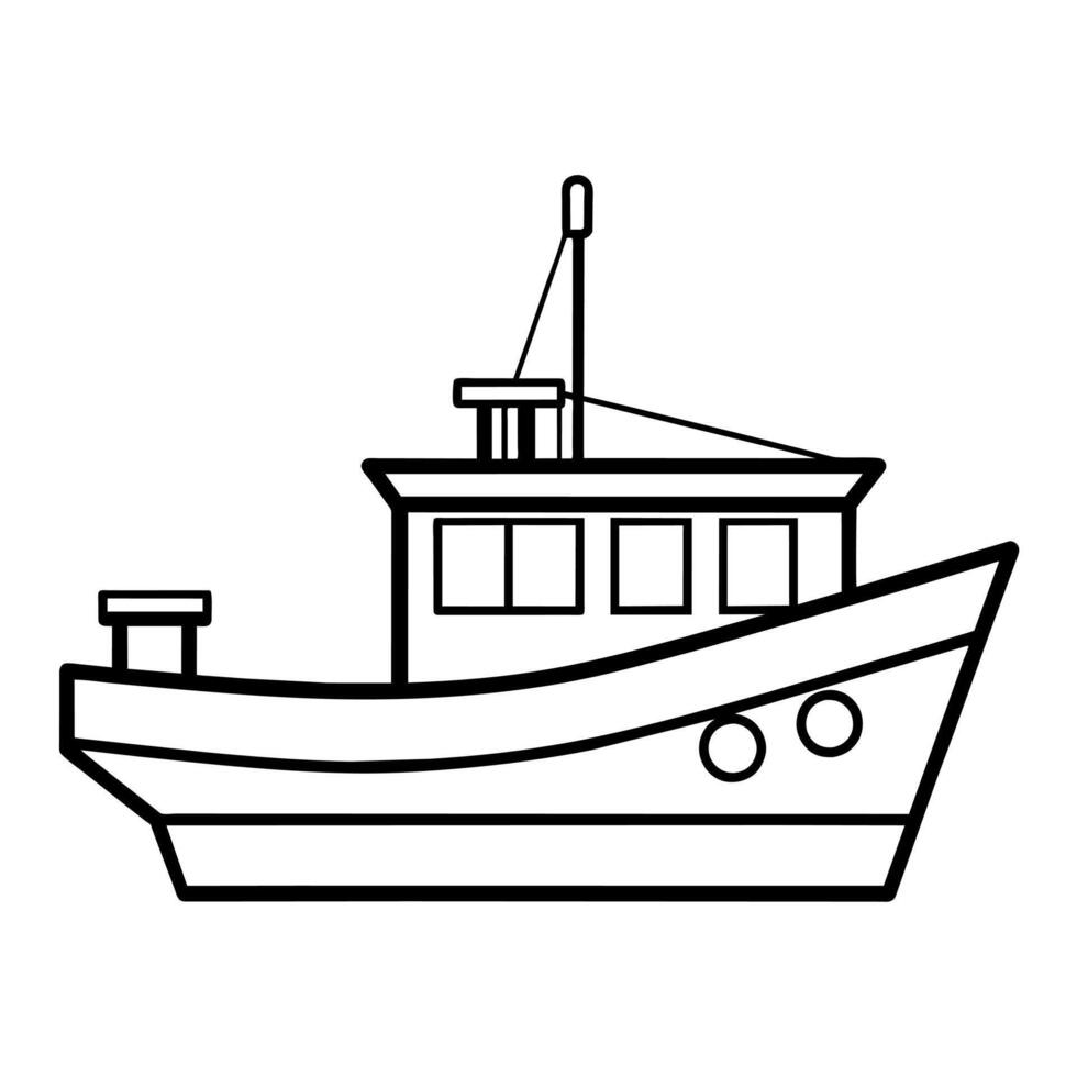 barco icono ilustración línea Arte plano estilo vector