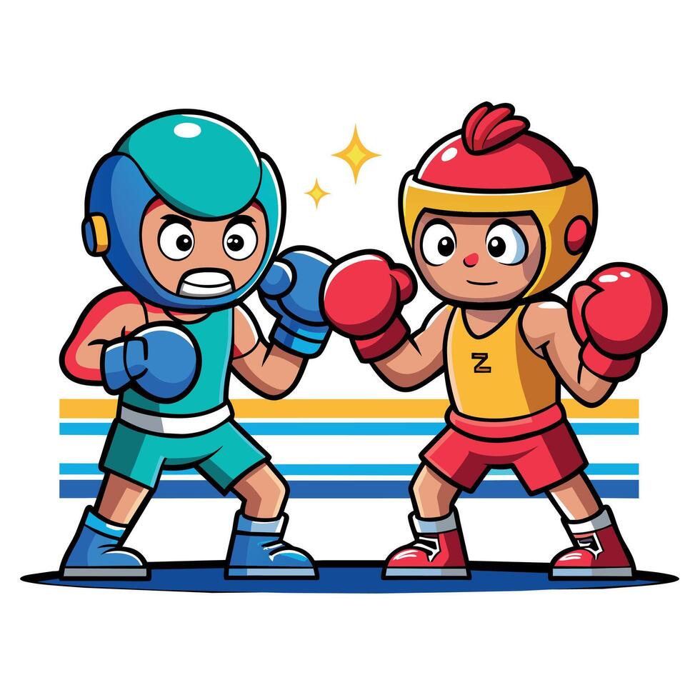 A Groovy Carton Character boxing flat illustration vector