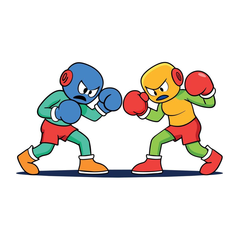 un maravilloso caja de cartón personaje boxeo plano ilustración vector