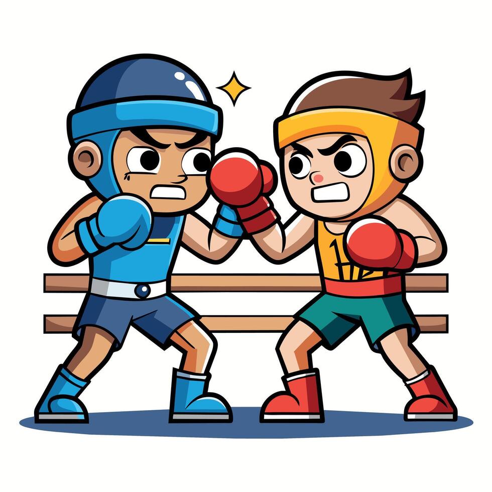 A Groovy Carton Character boxing flat illustration vector