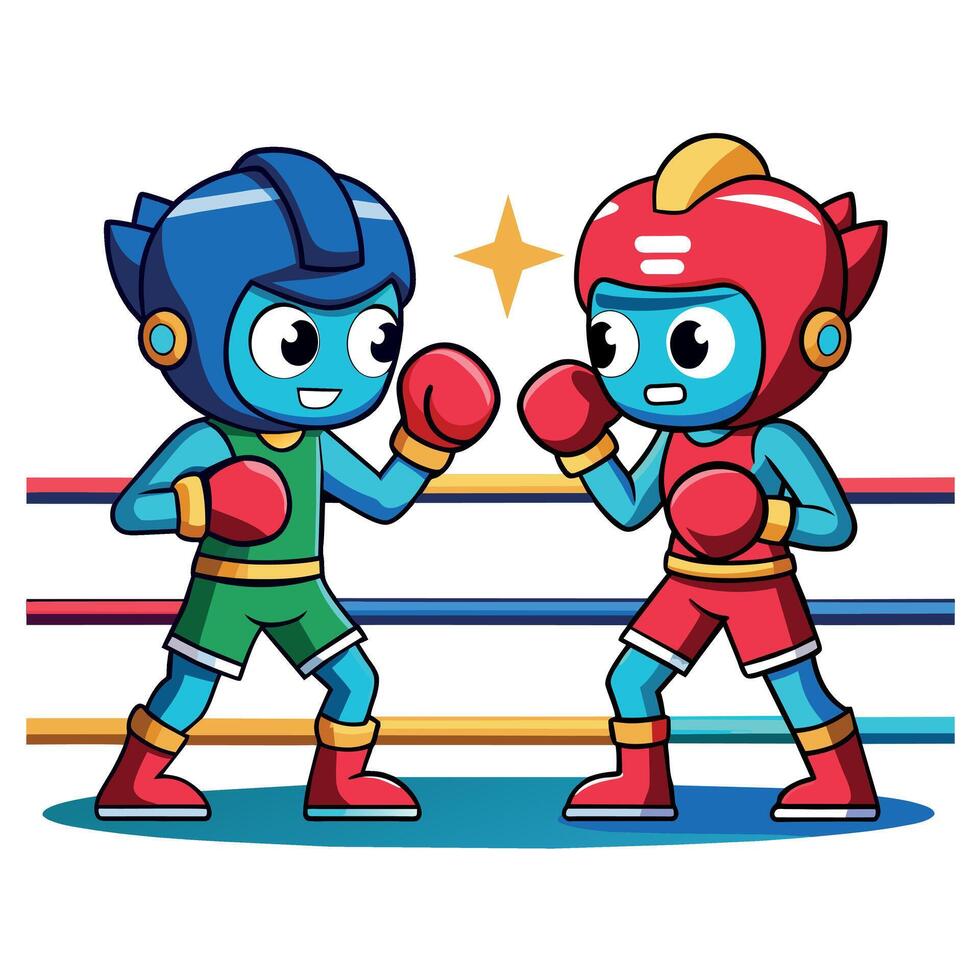 A Groovy Carton Character boxing flat illustration vector