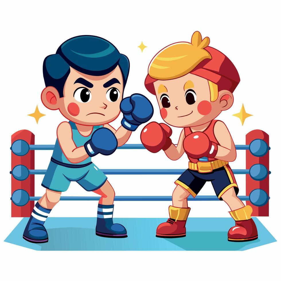 A Groovy Carton Character boxing flat illustration vector