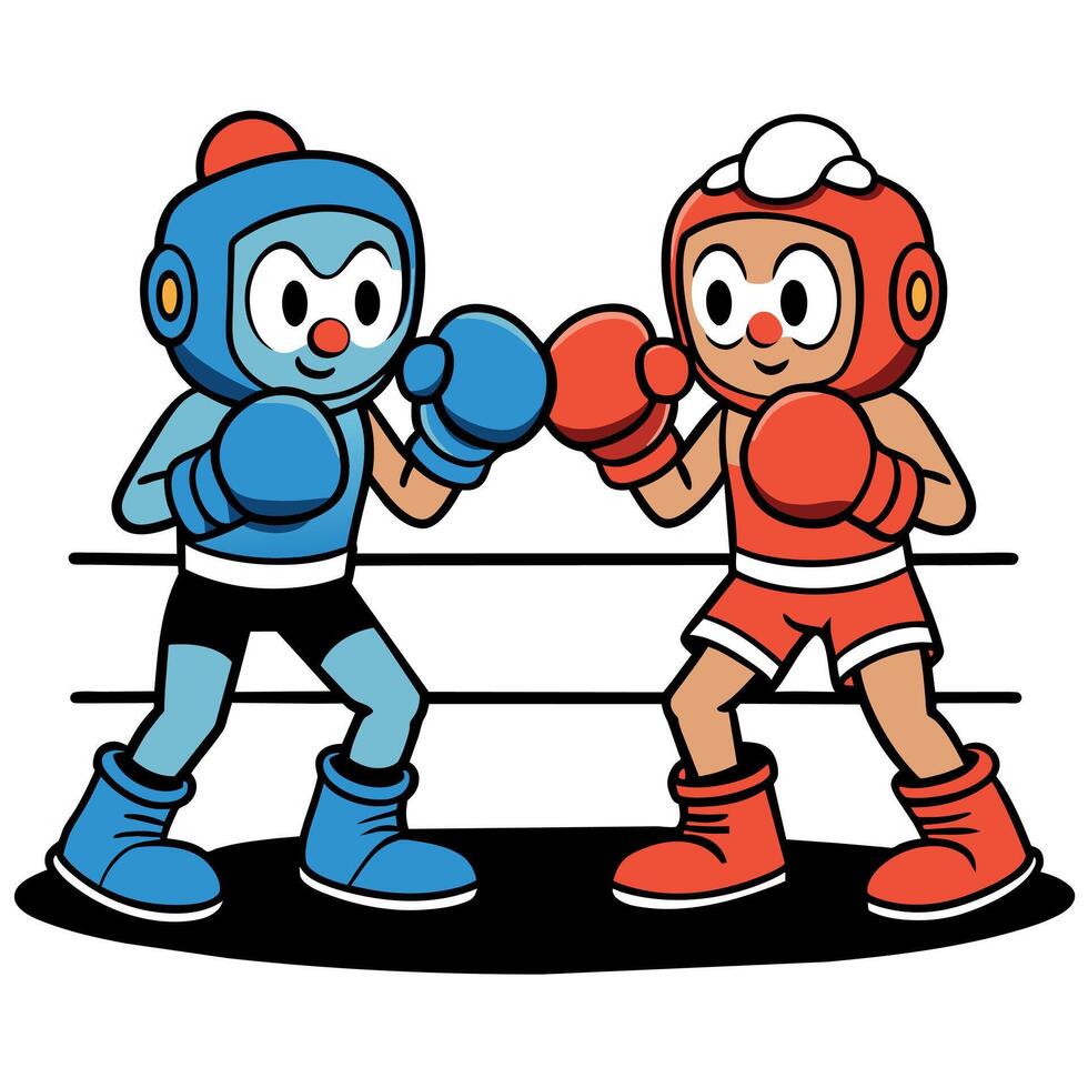 A Groovy Carton Character boxing flat illustration vector