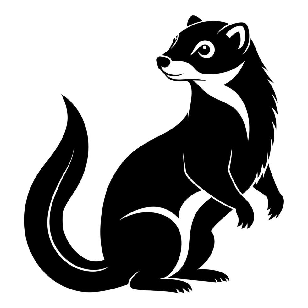 A ferret silhouette, in black color silhouette vector