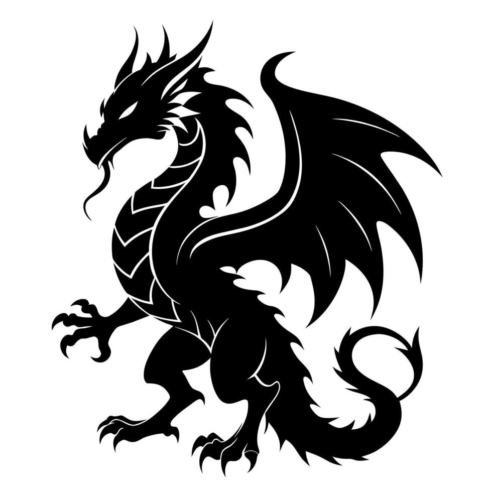 Dragon silhouette illustration vector