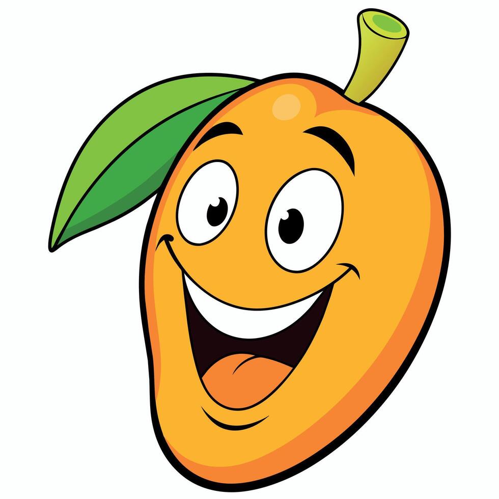 mango fruit groovy character flat illustration vector