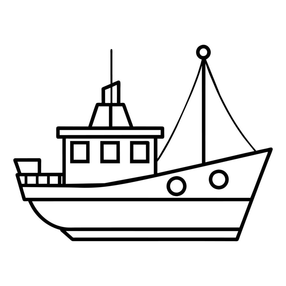 Boat Icon illustration line art flat style vector
