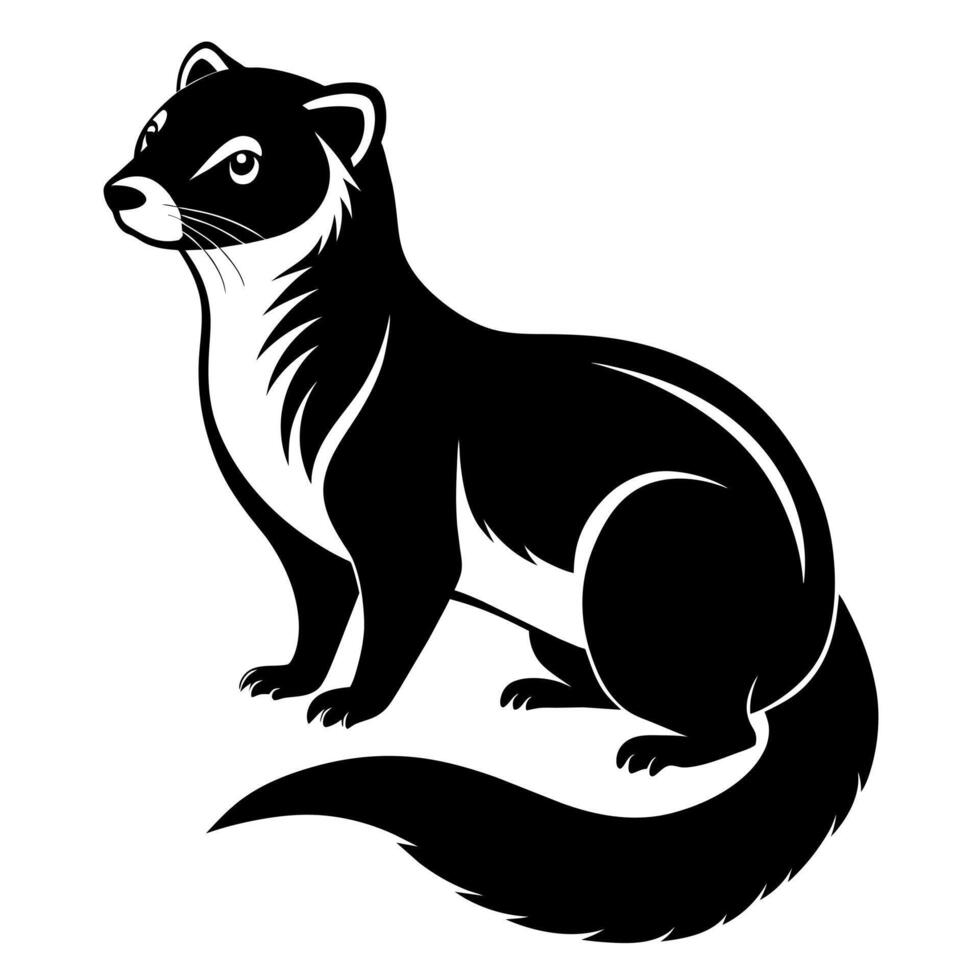 A ferret silhouette, in black color silhouette vector