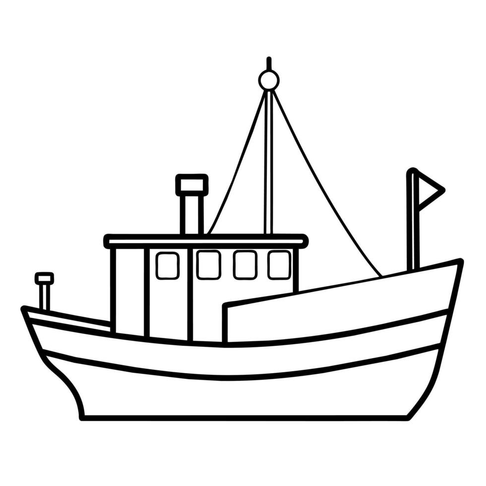 barco icono ilustración línea Arte plano estilo vector