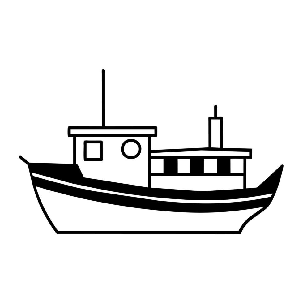 barco icono ilustración línea Arte plano estilo vector