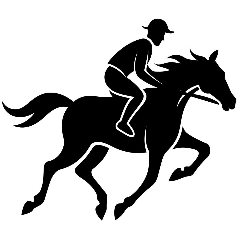 un hombre asalto caballo silueta ilustración vector