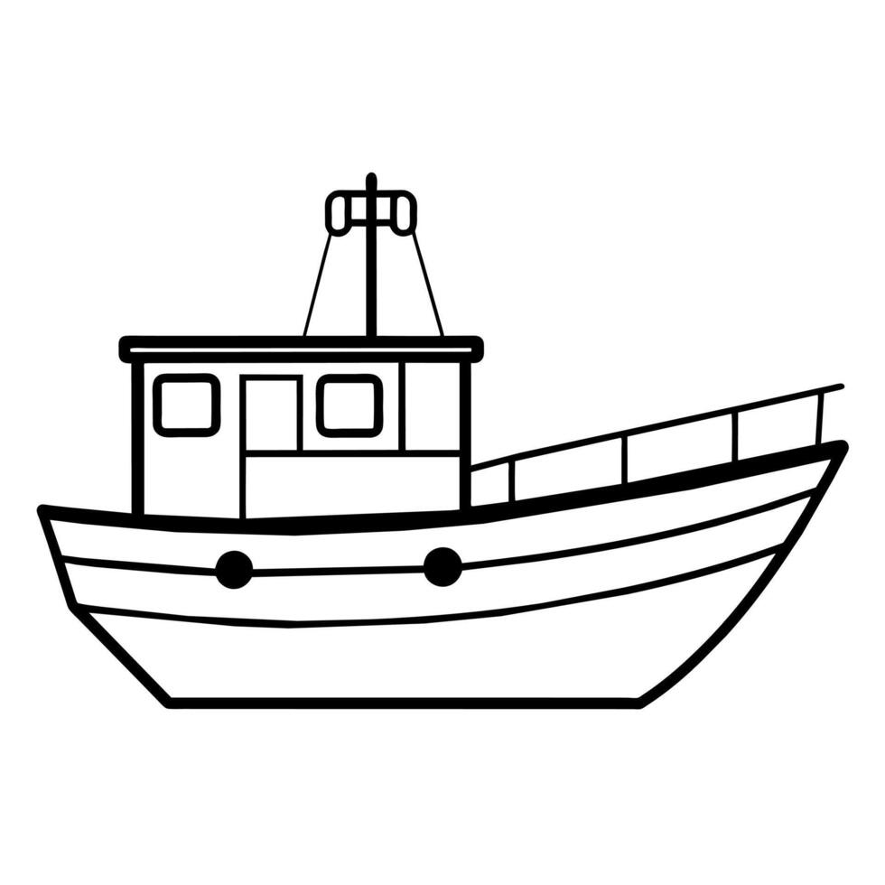 barco icono ilustración línea Arte plano estilo vector