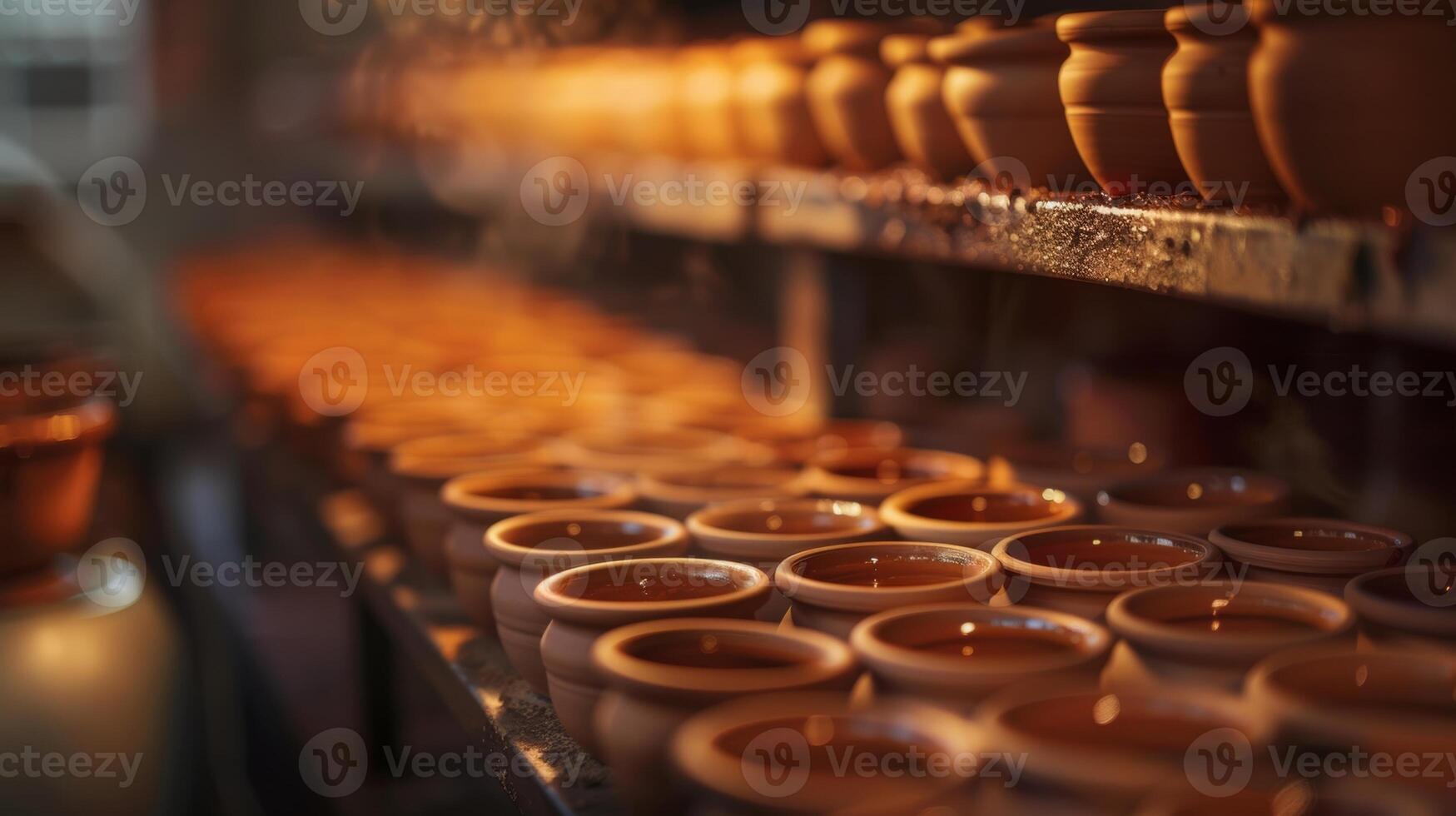 A behindthescenes look at a potters kiln filled with glazed pieces waiting to be fired and the careful temperature and timing control that goes into achieving the perfect glaze photo