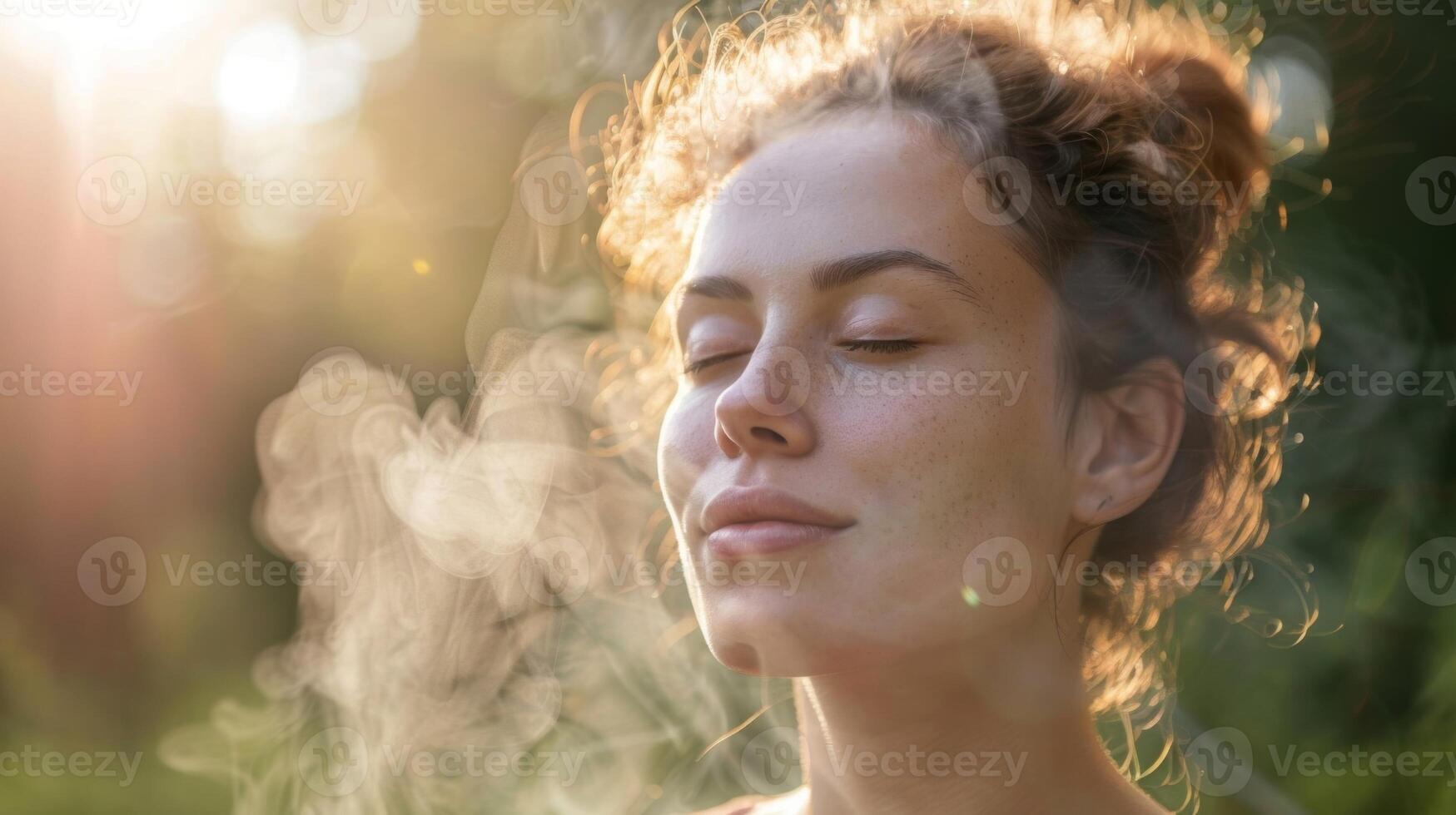 Breathing deeply and focusing on mindfulness as the body starts to perspire releasing toxins through the pores. photo