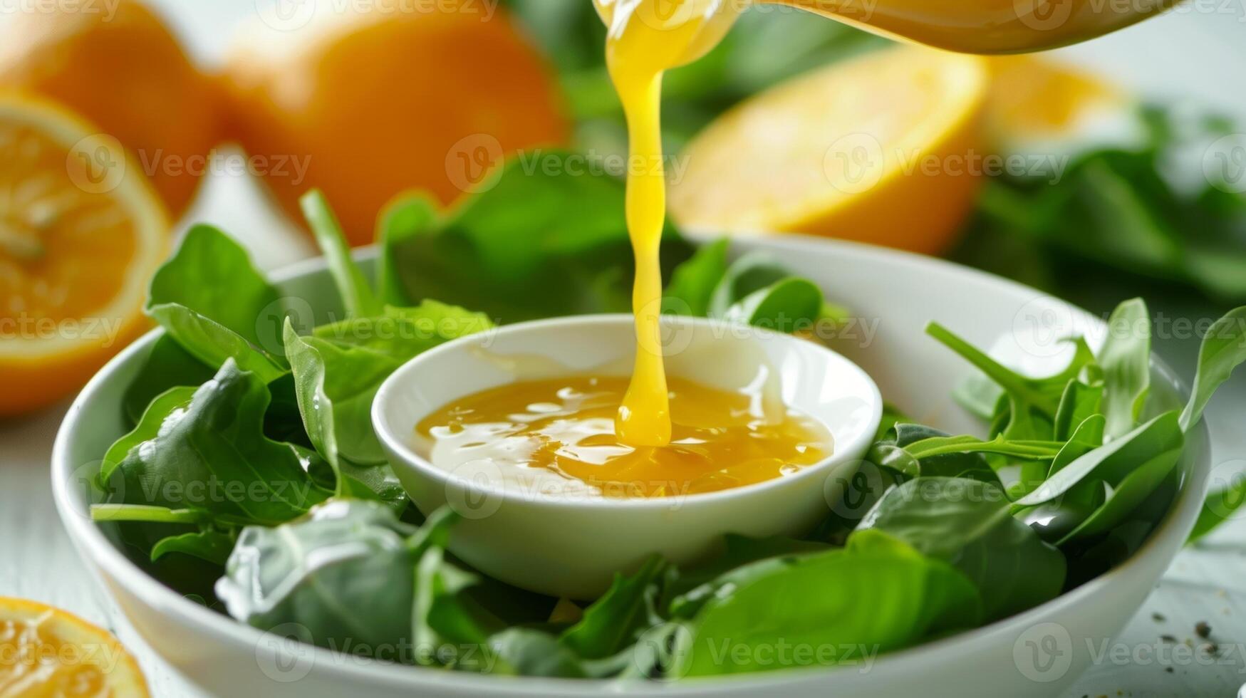 A drizzle of zesty citrus dressing brings a tangy and refreshing element to any salad photo
