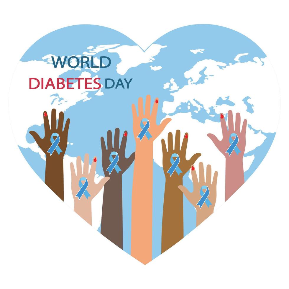 World diabetes day concept with awareness ribbon vector