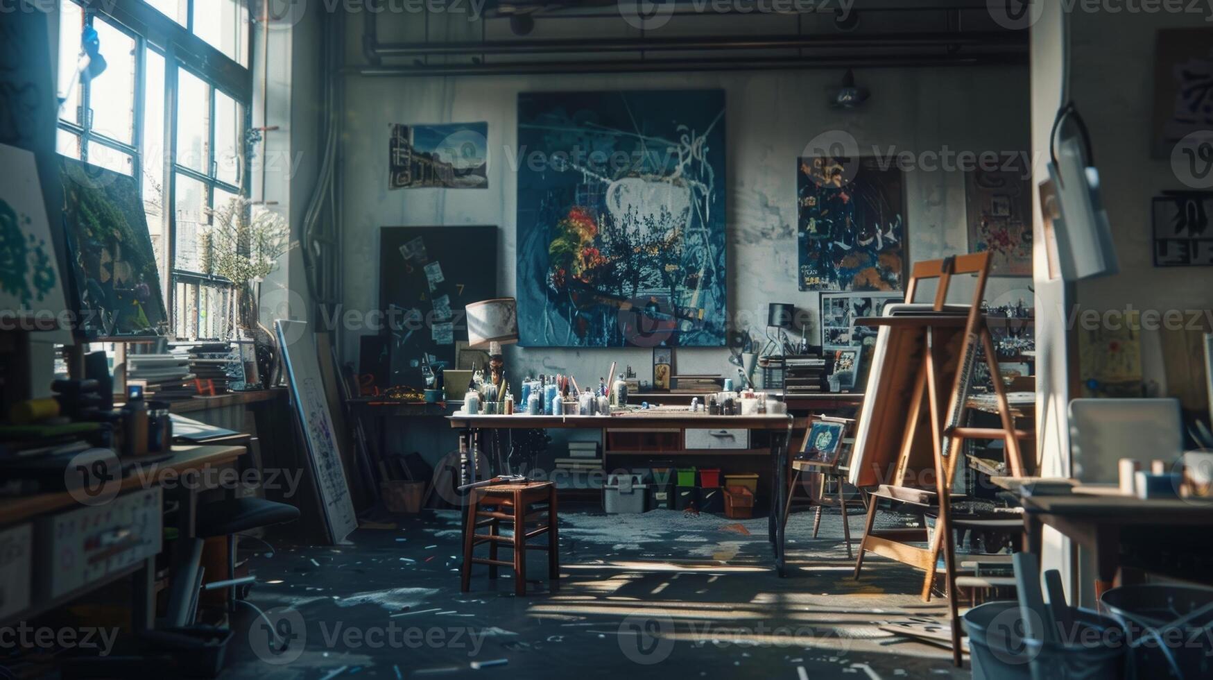 An artists studio is filled with works in progress each one a unique expression of their craft and vision photo