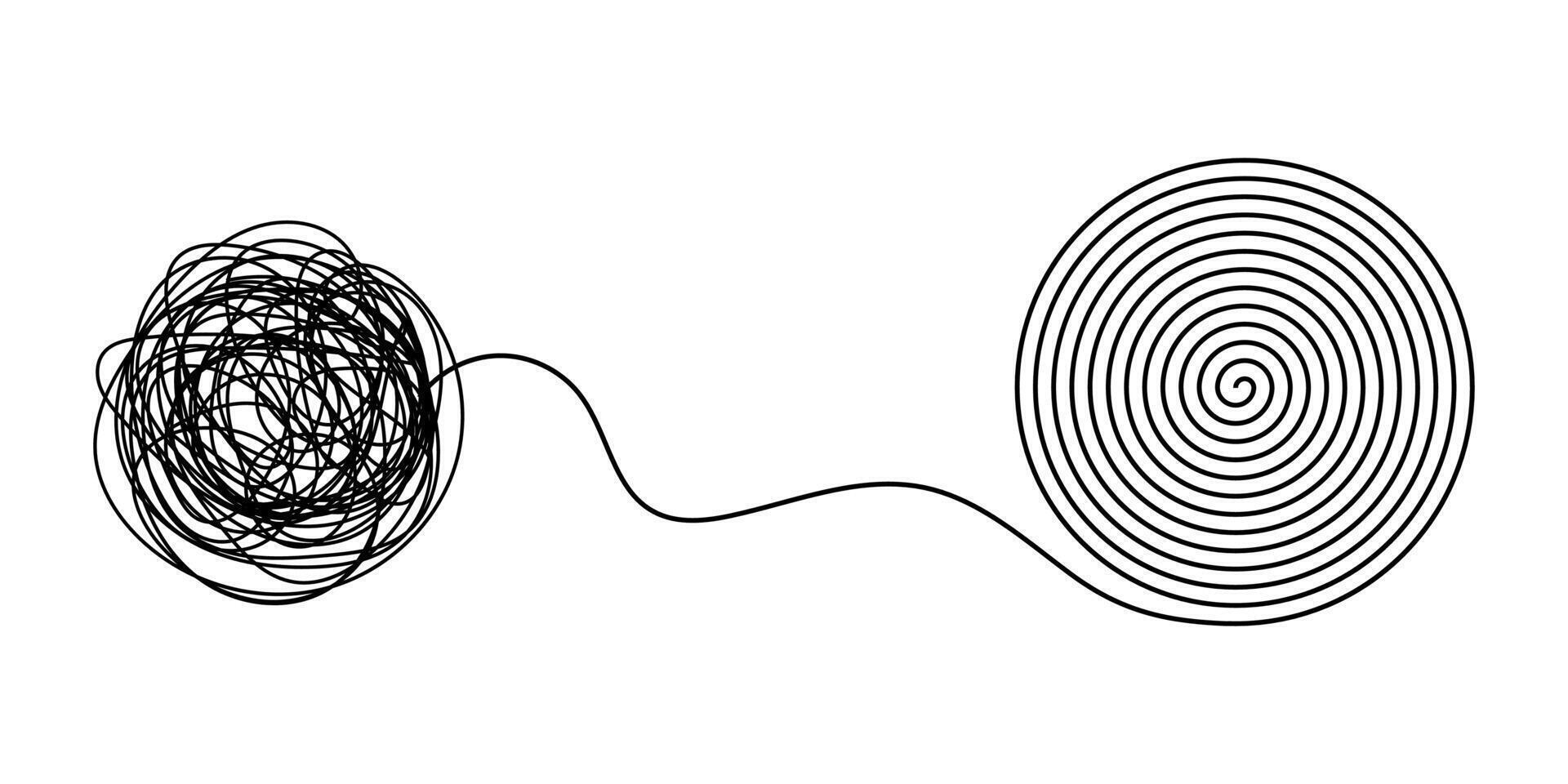 Chaotically tangled line drawing illustration. vector