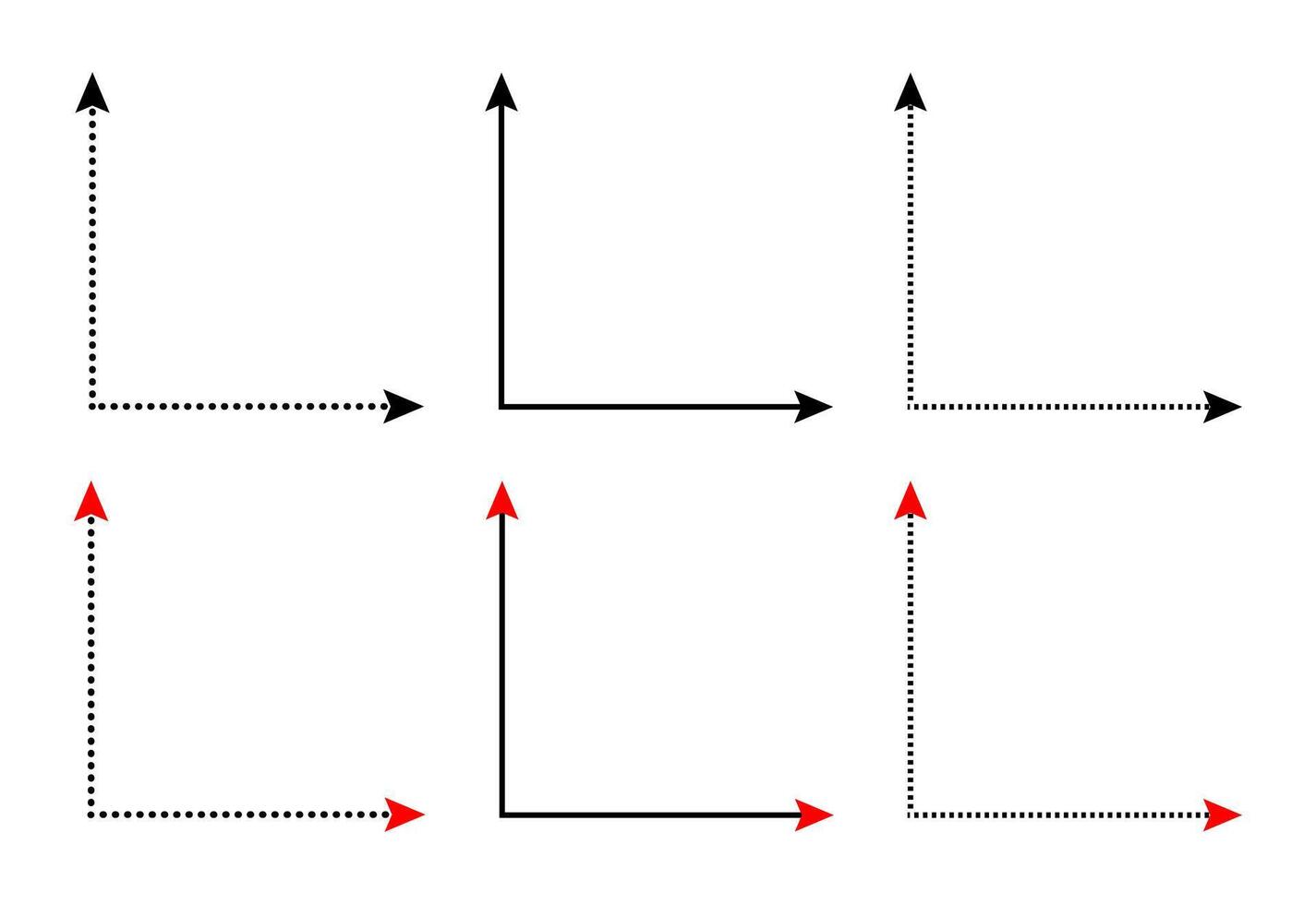 Double ended right angle 90 degrees corner arrows resources for teacher and student. vector