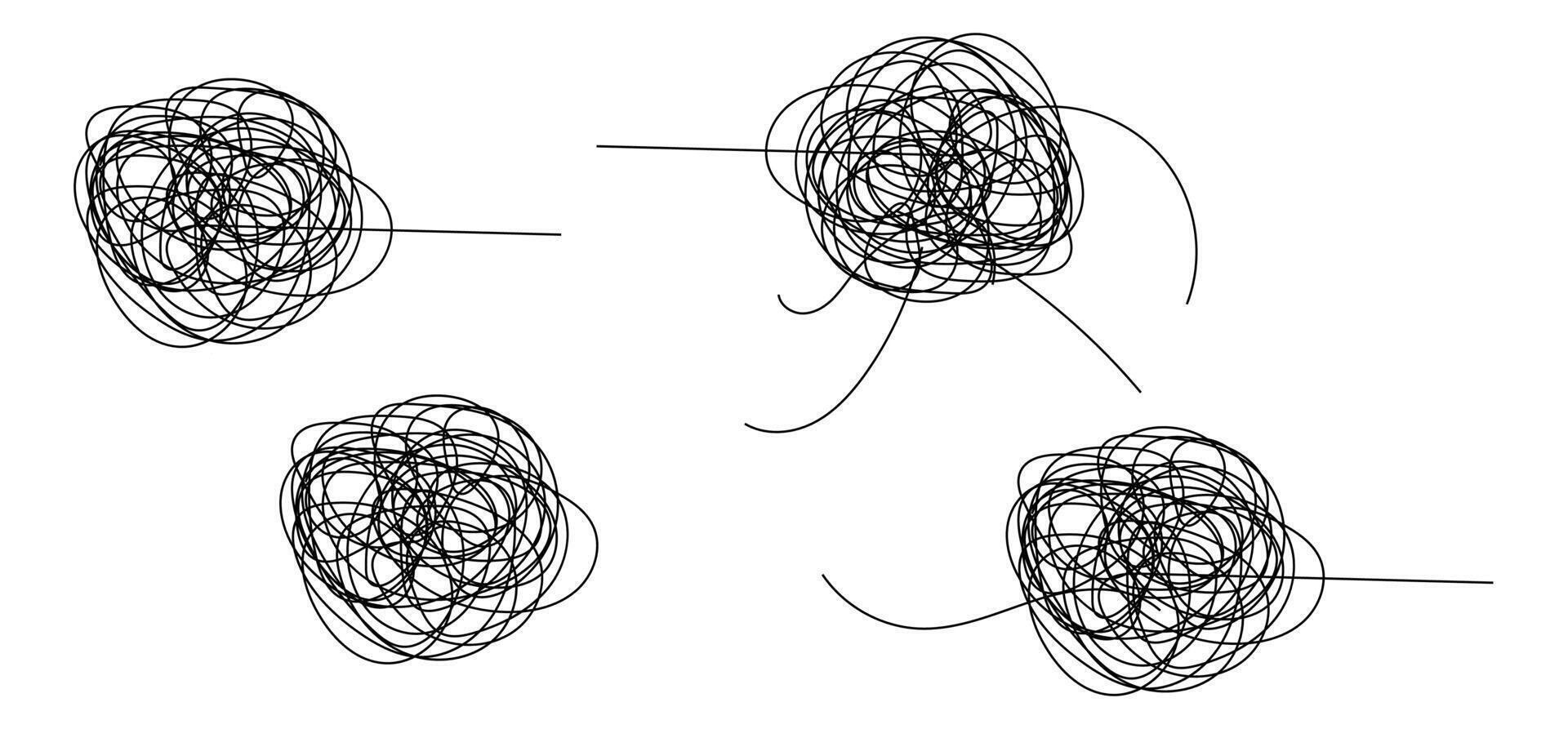 Chaotically tangled line drawing. Random chaotic lines illustration. vector