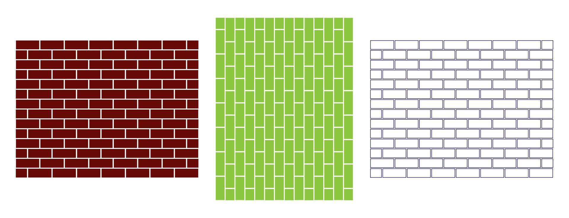 Brick wall icons trendy flat line art style vectors. vector
