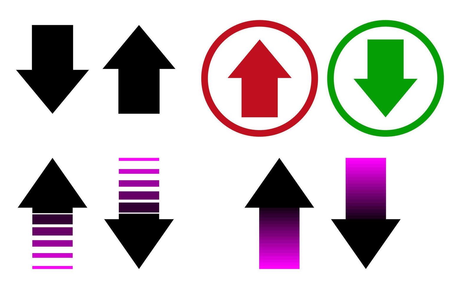 arriba y abajo flecha, empujar y Halar redondo advertencia dirección flecha iconos vector