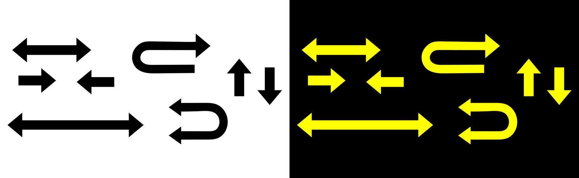 Left and right direction arrow icon, one way only, U Turn sign symbol. vector