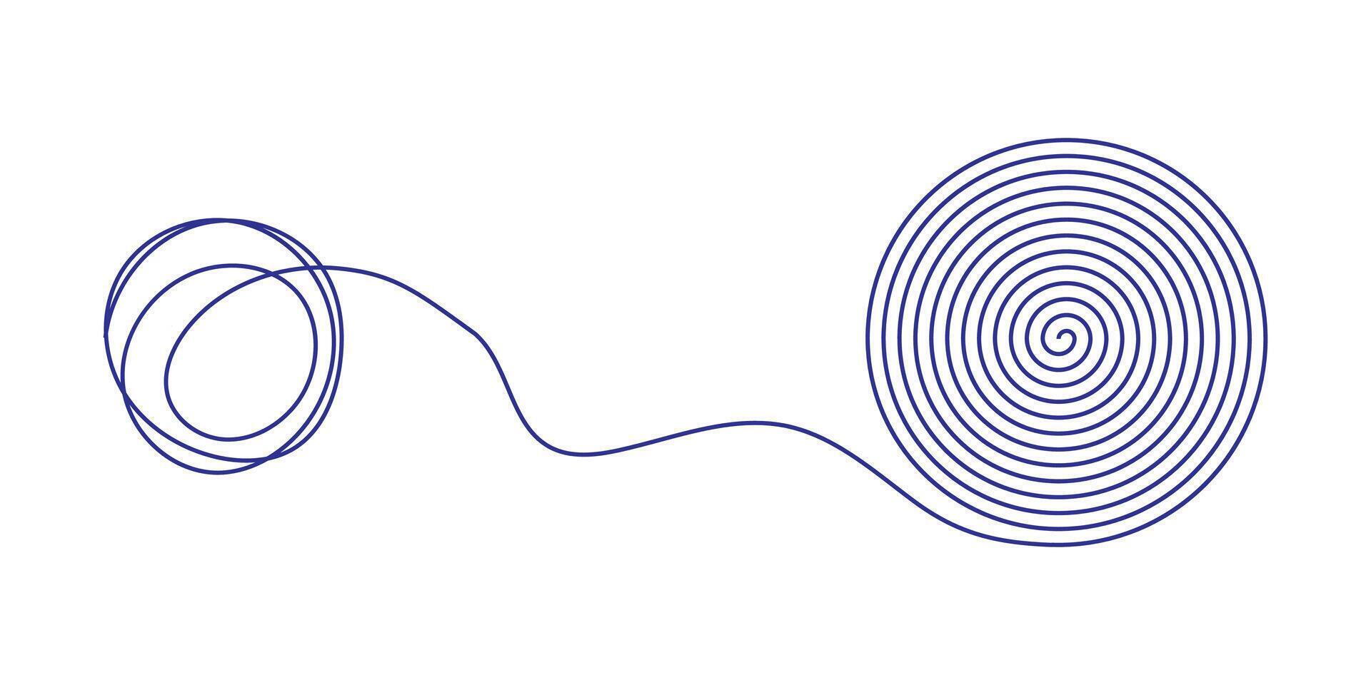 Chaotically tangled line drawing illustration. vector