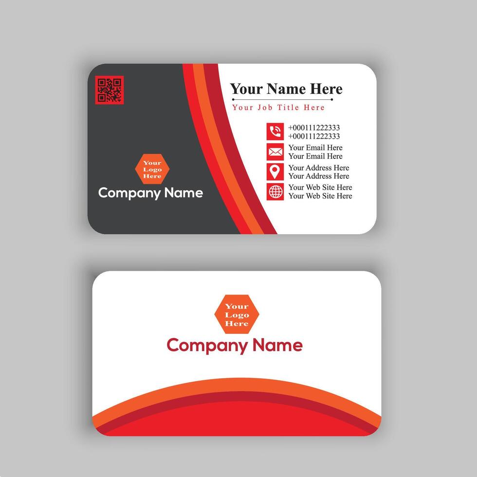 black business card with red triangle shapes design vector