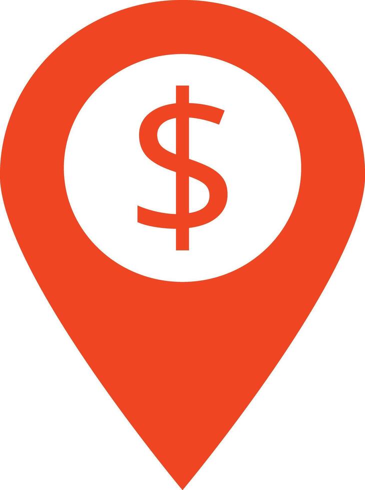 Map pointer with Dollar icon isolated on white background . Bank location symbol . Location pin with dollar sign vector