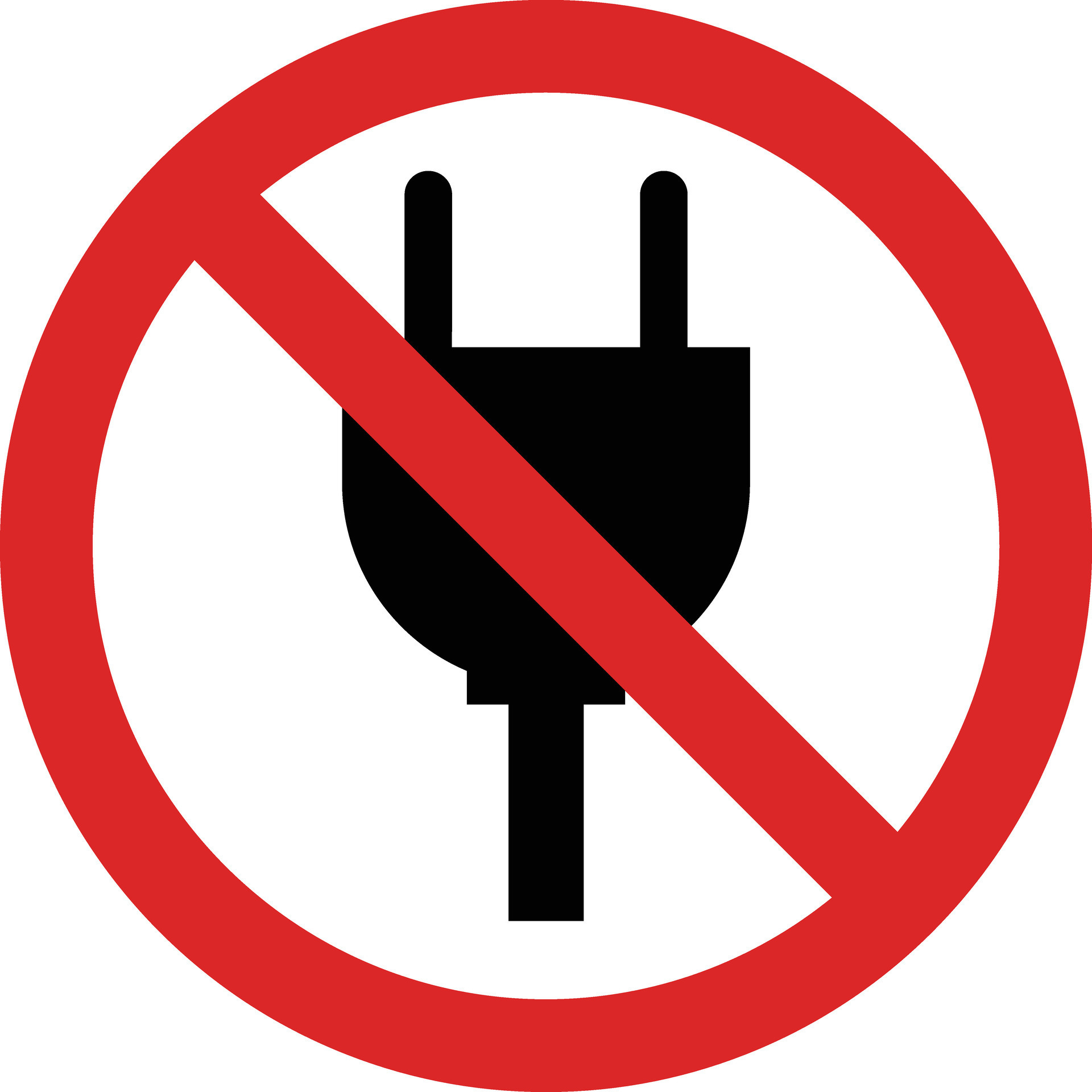Charging prohibited sign . Power plug use prohibited icon 44603365