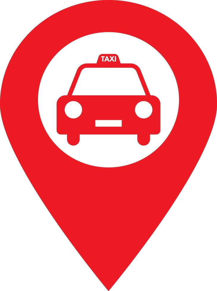 Taxi location icon . Map pointer with taxi icon . Taxi stop location icon vector