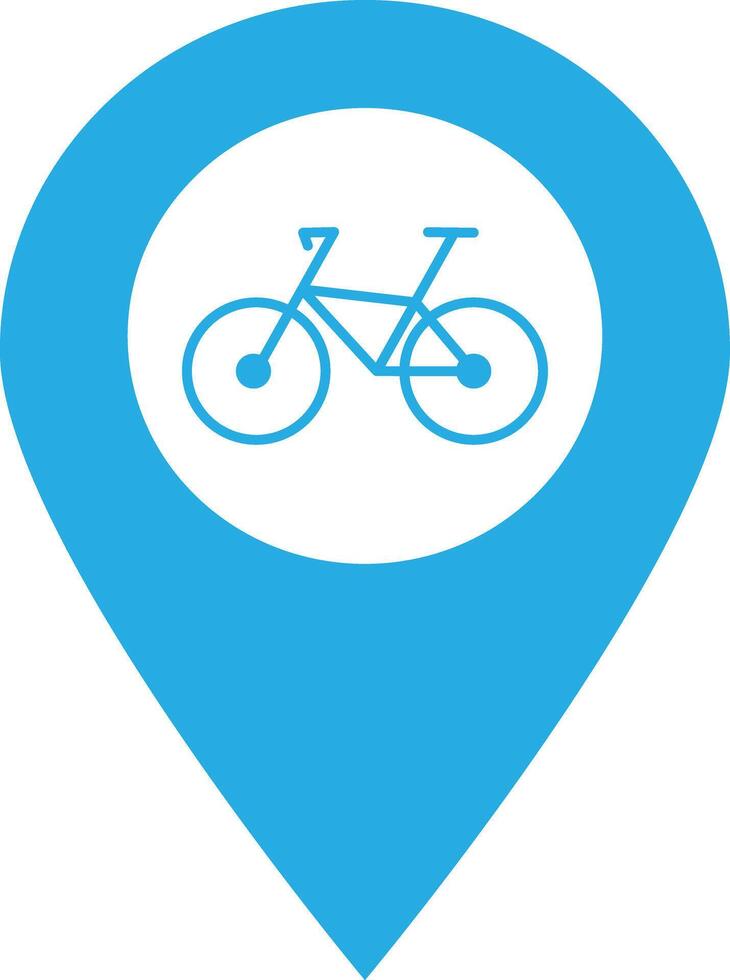 Map pointer with bicycle icon isolated on white background . Bicycle location icon vector