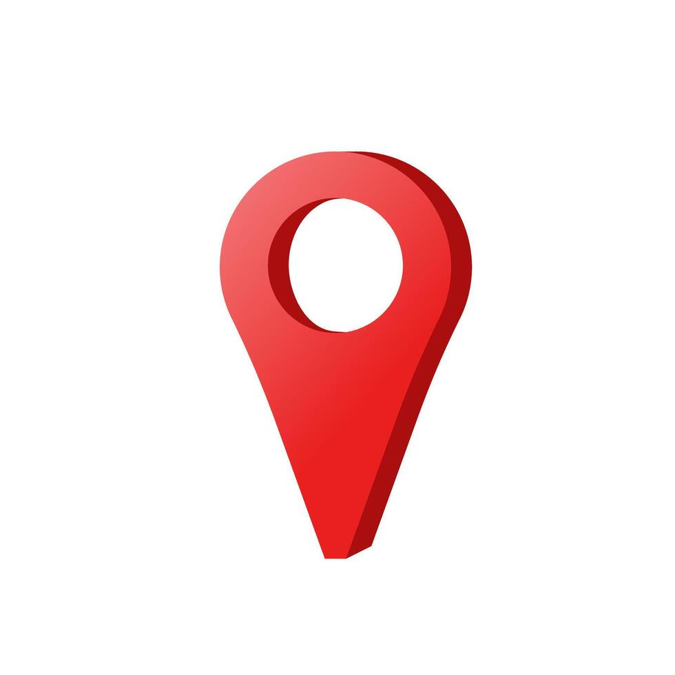 alfiler de mapa. rojo marcador con blanco punto en él. sitio de ubicación. GPS marcador. geo punto para posición y navegación. determinar con precisión sitio en mapa. vector