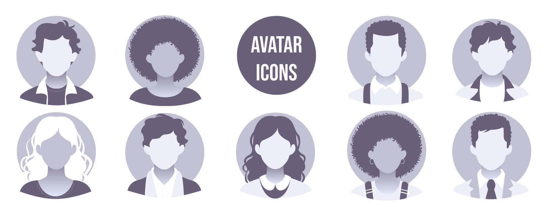 Man and woman empty avatars set for unknown or anonymous individuals, person icons. Default photo placeholder for social network, resume, forum and dating site. photo images for unfilled user profile vector