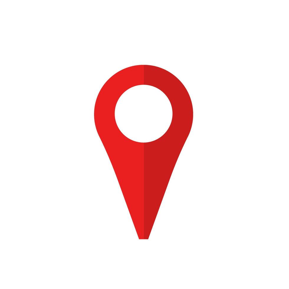 Red marker with white dot. Pin map place pointer location. Pinpoint place destination label element design. Position pointer. icon isolated on background vector