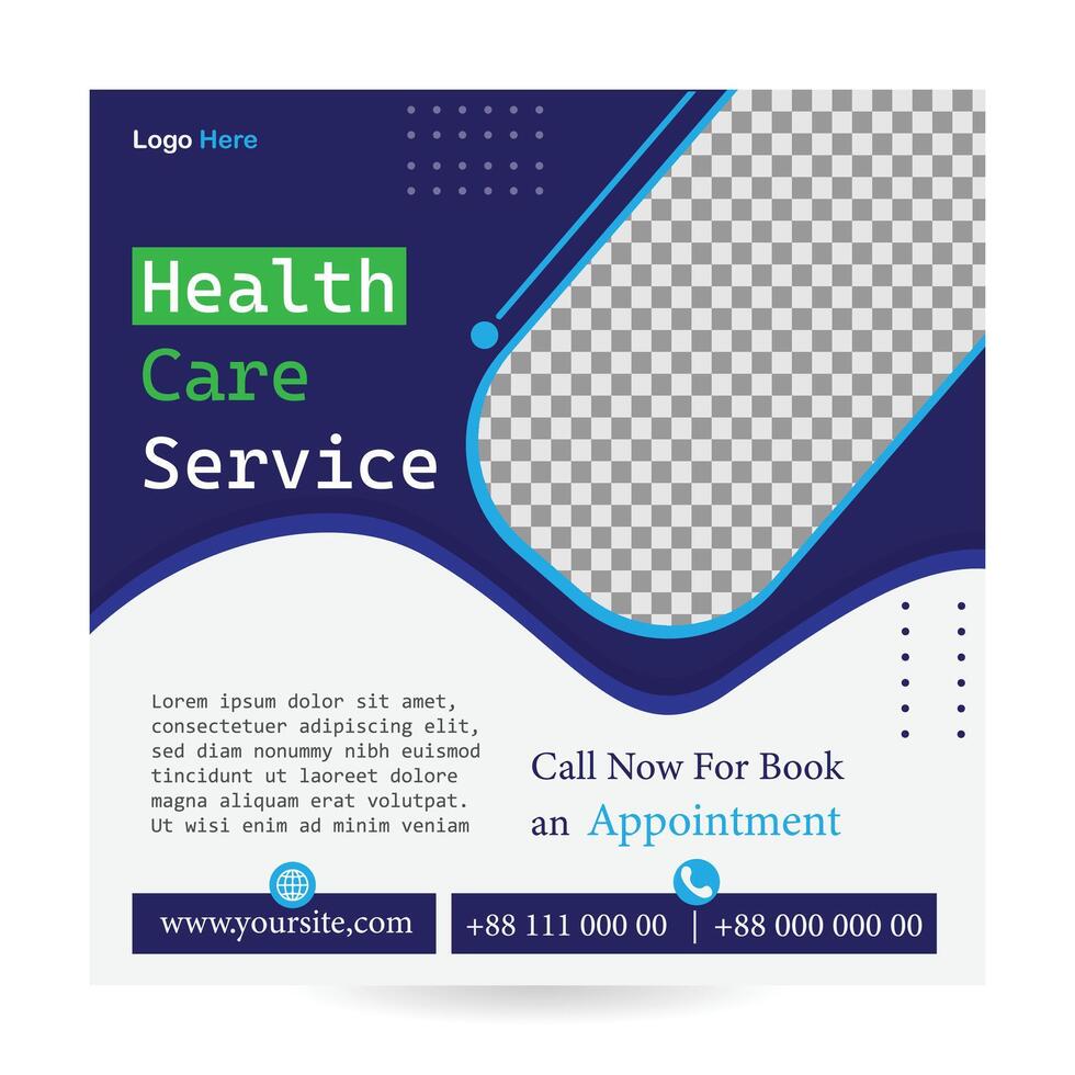 Health care service ads banner or social media post template design. fully editable. vector