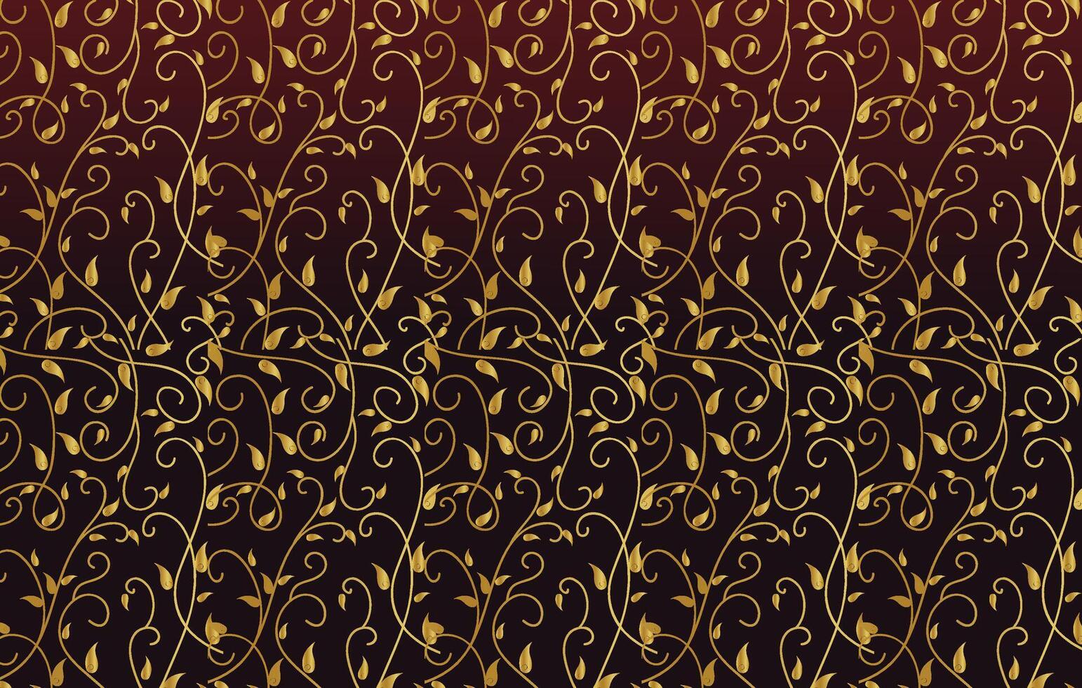 Gradient golden linear horizontal background with exotics golden leaves vector