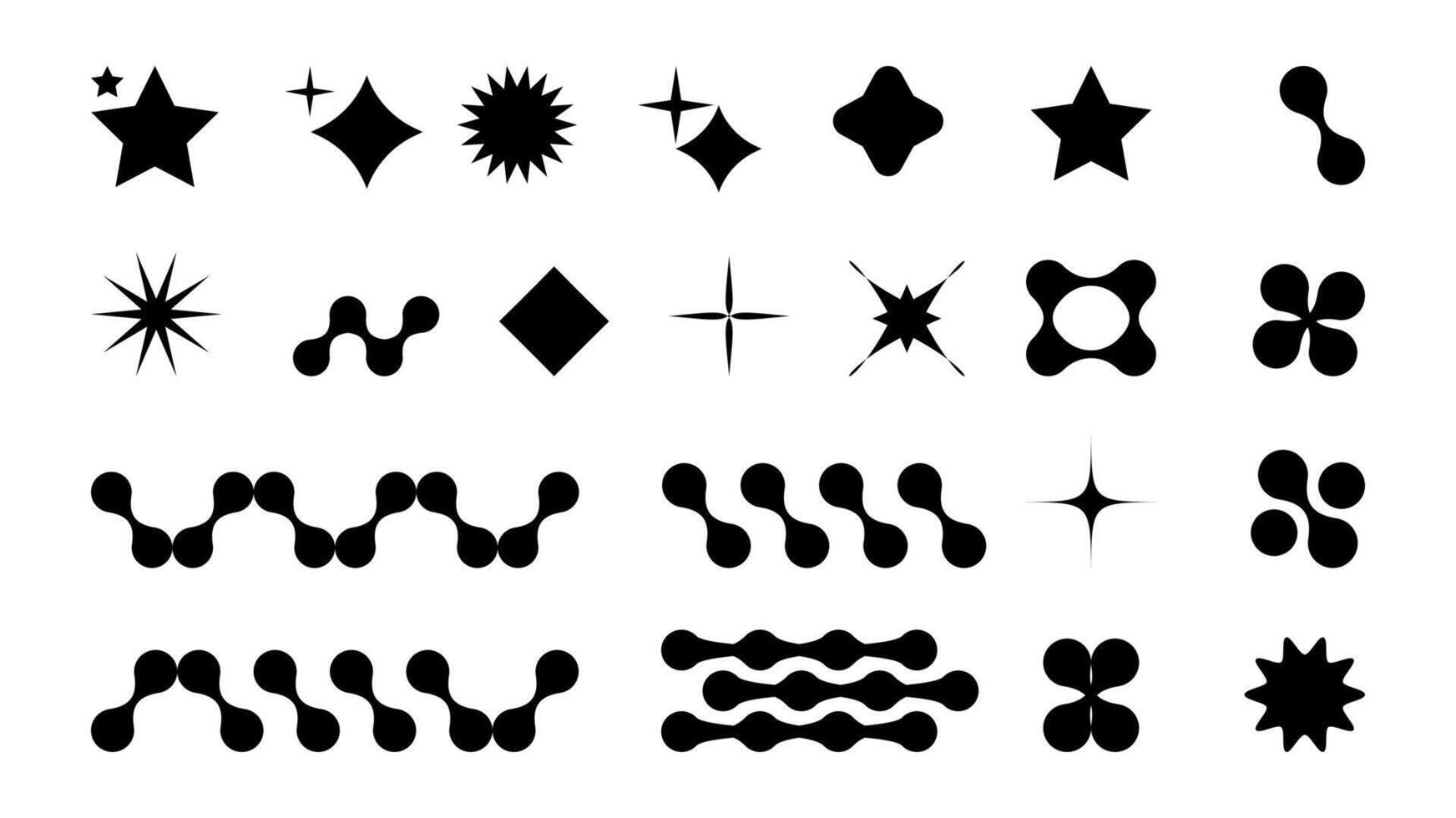 Abstract shapes in y2k style brutalist retro. Set geometric shapes atmosphere future. Black and white. For banner poster design web design. illustration vector