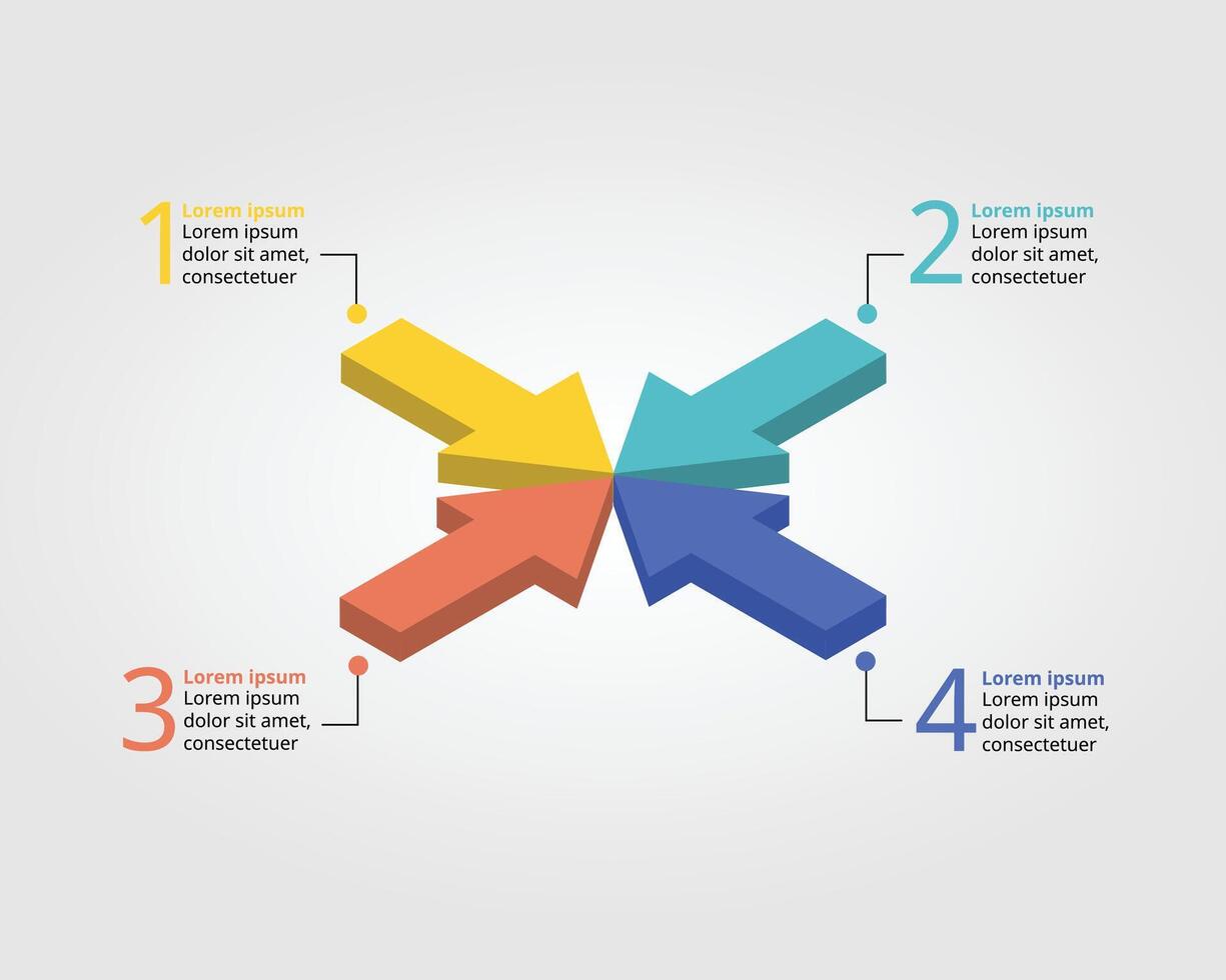 plantilla de gráfico de flechas para infografía para presentación de 4 elementos vector