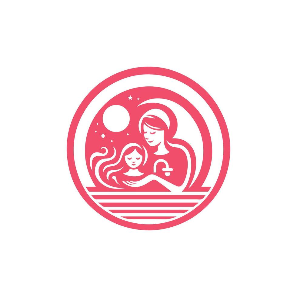 mom and daughter linear icon. Motherhood. Mather's Day. Thin line customizable illustration. Mothers day logo vector